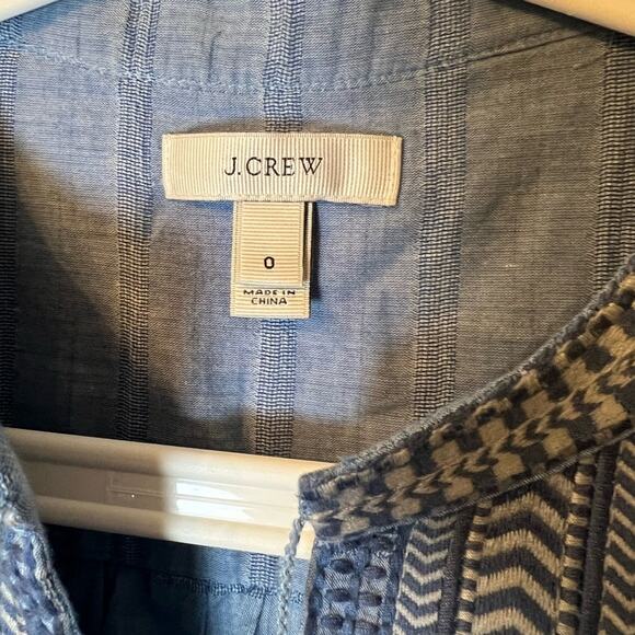 J. Crew Women’s Embroidered Bib Long-Sleeve Chambray Tunic - Picture 3 of 4